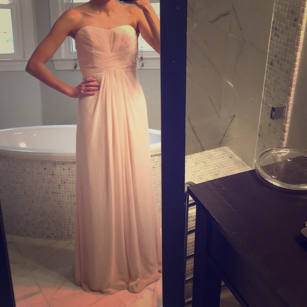 Davids bridal blush pink bridesmaids dress. F15555